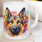 German shepherd floral coffee mug - perfect xmas christmas gift for dog lovers - drinkware tumblers ceramic washable reuse cup reusable tea