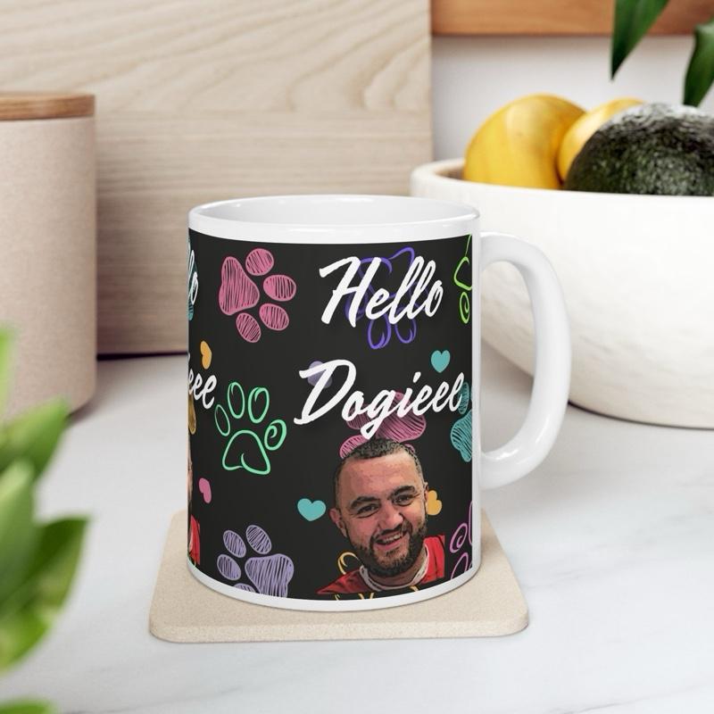 Hello doggie mug mashtag brady hello doggy mug - perfect for drinks - cup, drinkware washable reusable tumblers reuse ceramic coffee bottles