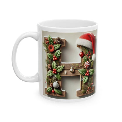 Personalised 'h' edition christmas mug - unique gift for xmas - stocking filler - drinkware washable reusable reuse ceramic cup tumbler coff