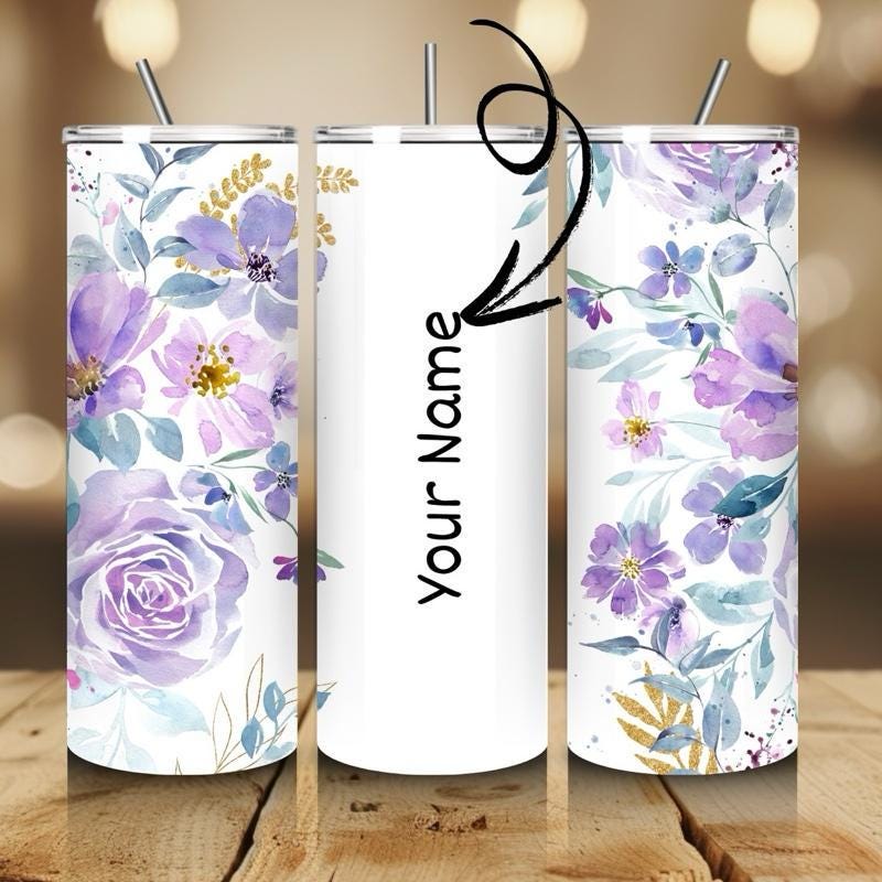 Personalised tumbler floral style 20oz - perfect for on-the-go hydration - vacuum flask - cup drinkware mug bottles water bottles bottled po