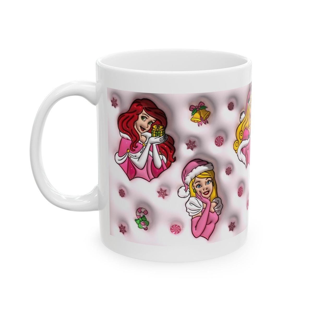 Cute princess character christmas mug - perfect xmas festive gift for secret santa - cup, drinkware tumblers reusable washable reuse ceramic