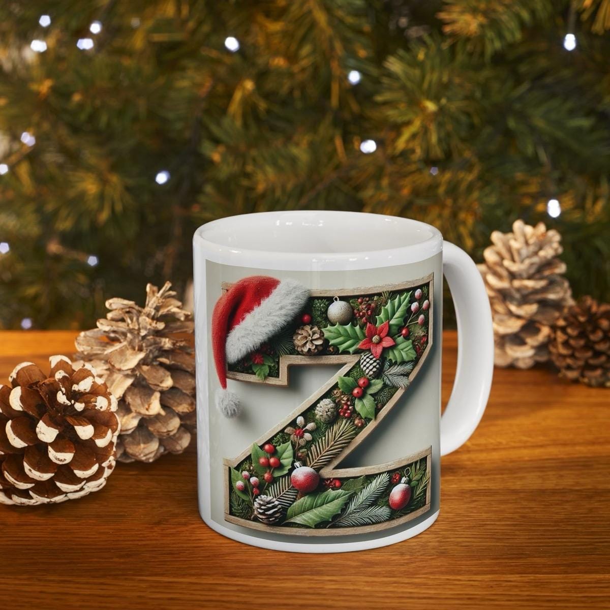 Personalised 'z' edition christmas mug - unique gift for xmas - stocking filler - drinkware washable reusable reuse ceramic cup tumbler coff