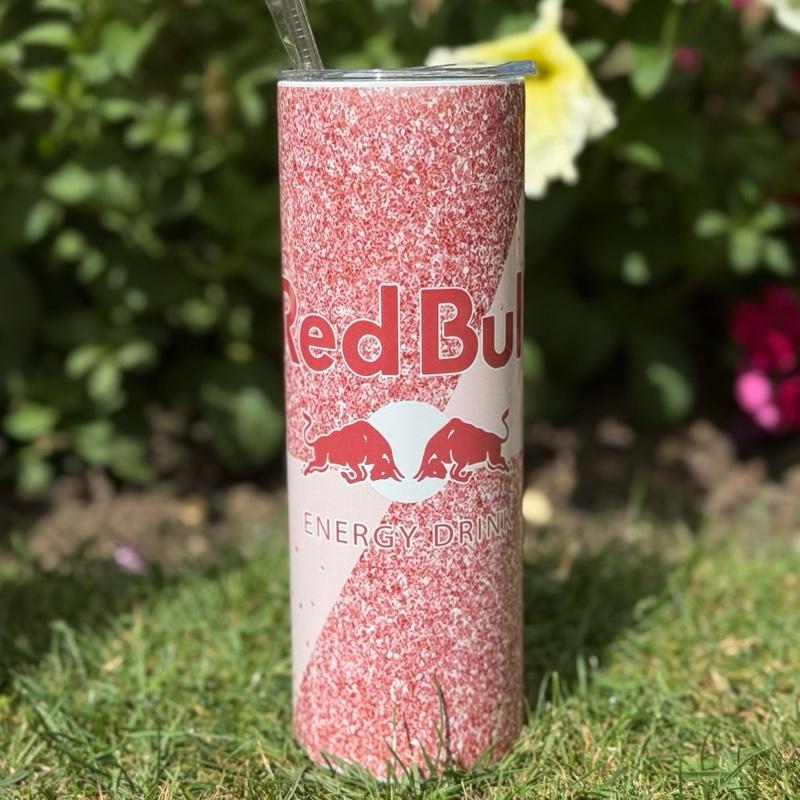 Red bull inspired tumbler 20oz - pink rose glitter style perfect for on-the-go hydration - vacuum flask - cup drinkware mug bottles water bo