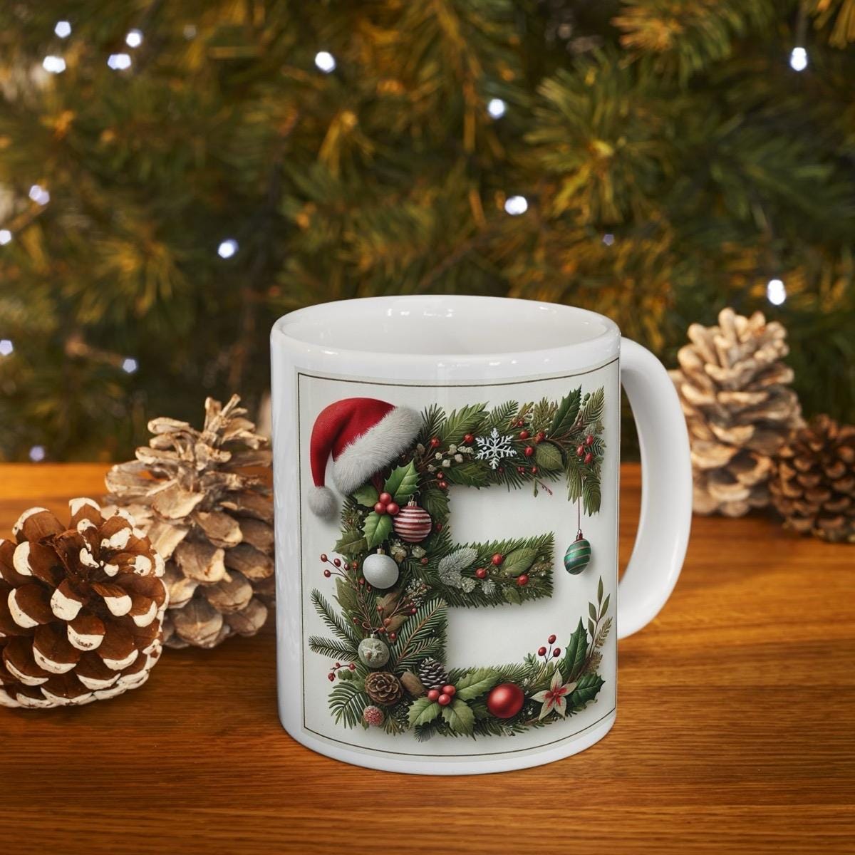 Personalised 'e' edition christmas mug - unique gift for xmas - stocking filler - drinkware washable reusable reuse ceramic cup tumbler coff