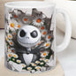 Jack skellington style 3d style mug - christmas secret santa gift - reusable and washable - ceramic cup tumbler for coffee and drinks - drin