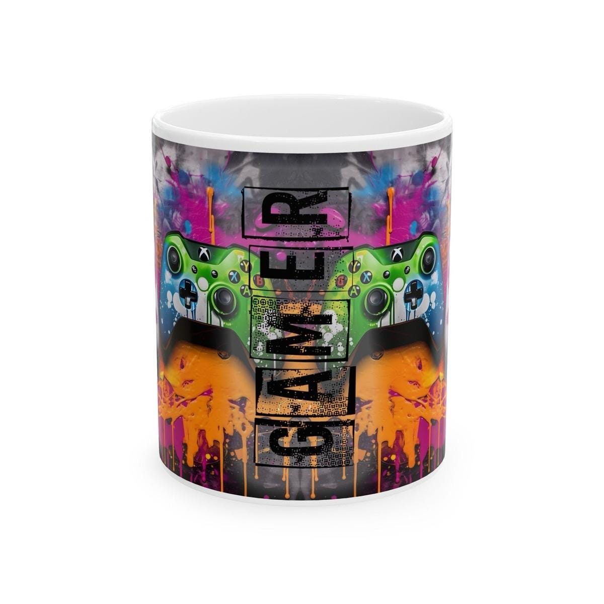 Xbox lover style gamer mug with neon design - perfect for gaming and coffee lovers, drinkware, cup tumblers ceramic washable reuse reusable