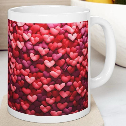 Red pink hearts 3d heart mug - perfect xmas christmas gift for secret santa or stocking filler valentine’s day, girlfriend - drinkware reu