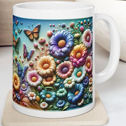Multicoloured pretty garden 3d mug - perfect for your morning drinks - cup, drinkware tumblers bottles glass washable reusable ceramic coffe
