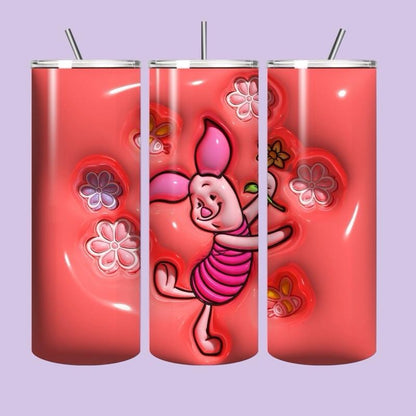 Piglet winnie pooh tumbler 20oz - cute design for drinking enthusiasts - portable flask for on-the-go beverages drinkware mug water bottles