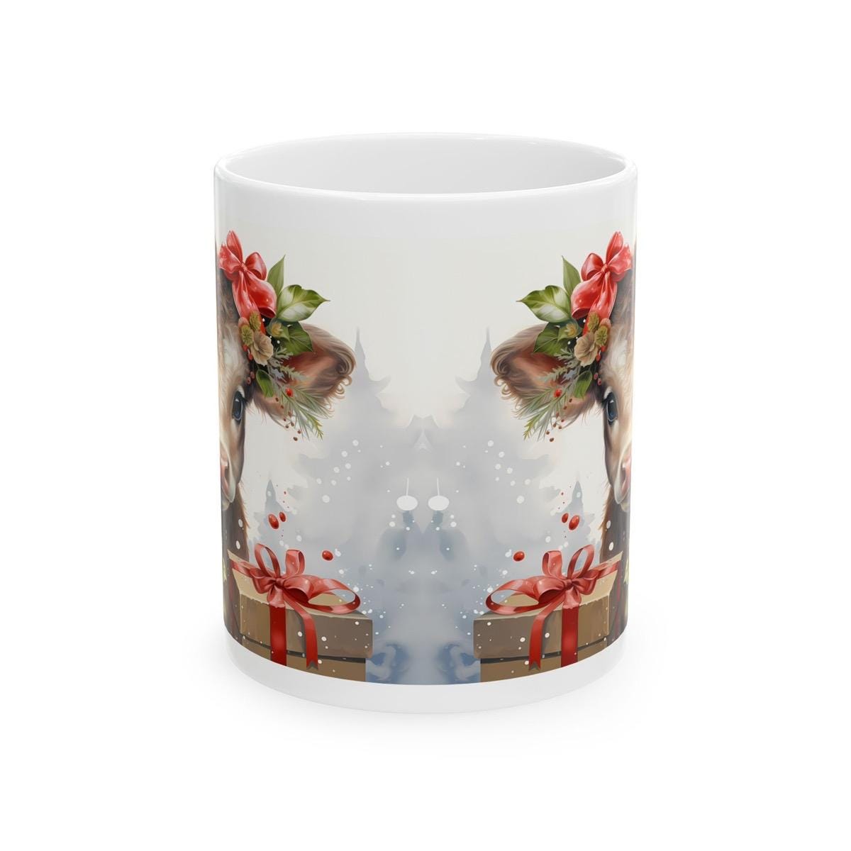 Cute highland cow christmas mug - secret santa stocking filler - perfect gift for office - gifts drinkware washable tumbler reusable cup cof