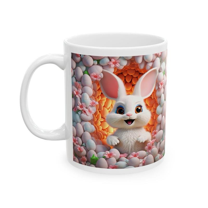 Easter bunny mug - cute gift - perfect for hot drinks - drinkware, tumblers cup bottles reusable washable portable reuse ceramic coffee east