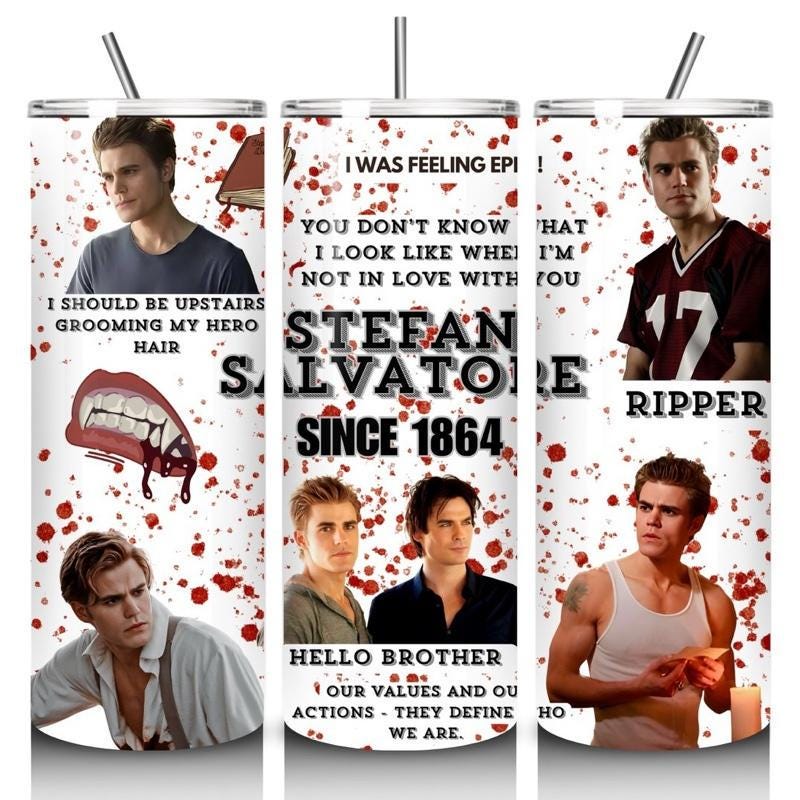 Vampire diaries stefan salvatore tumbler 20oz - perfect for on-the-go hydration - vacuum flask - cup drinkware mug bottles water bottles bot