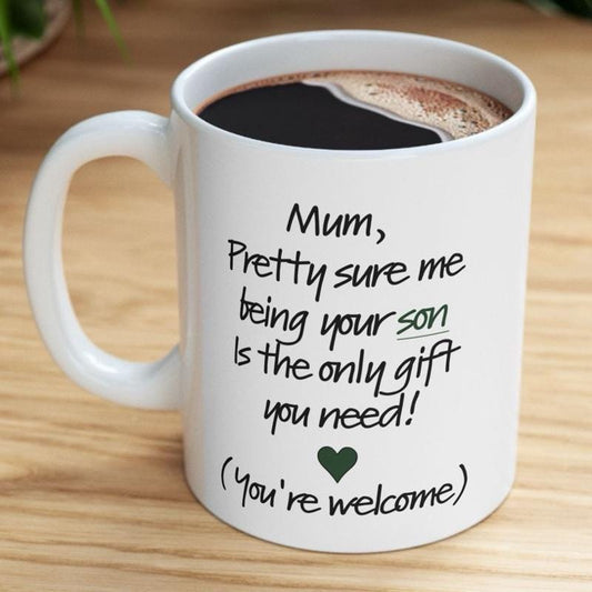 Funny mother’s day mug from son - mum gift - perfect gift for mum - cup, drinkware tumblers washable bottles reusable ceramic reuse funny