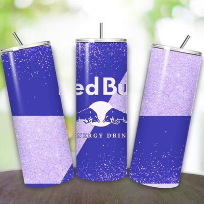 Red bull tumbler 20oz - purple glitter style ‘naughty bitch energy’ ‘unleash your slay’ perfect for on-the-go hydration - vacuum fla