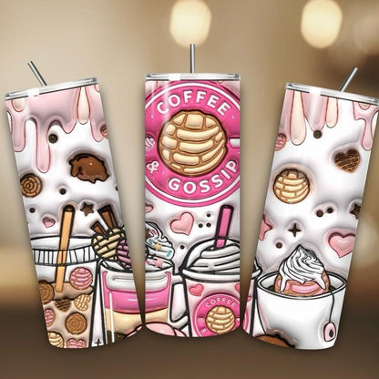Girly coffee gossip tumbler 20oz - pink drip 3d style perfect for on-the-go hydration - vacuum flask - cup drinkware mug bottles water bottl