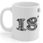 Silver 18th birthday mug gift - perfect for celebrations - cup, drinkware tumblers ceramic washable coffee reuse reusable cute him her 18 cu