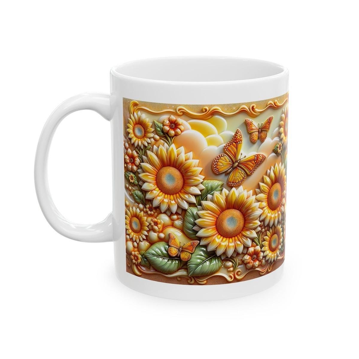 Sunflower autumn 3d mug - perfect for your morning drinks - tumblers, drinkware cup washable reusable bottles ceramic reuse coffee xmas