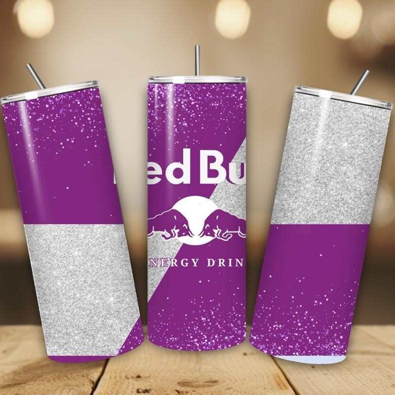 Red bull tumbler 20oz - purple glitter style ‘naughty bitch energy’ ‘unleash your slay’ perfect for on-the-go hydration - vacuum fla