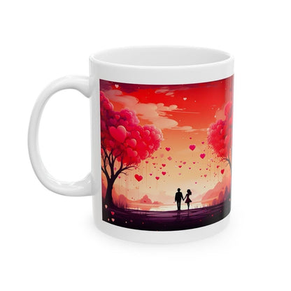 Nature trees couple mug - valentine's day xmas christmas gift - drinkware washable reusable reuse coffee tumbler ceramic cup cute girly hear