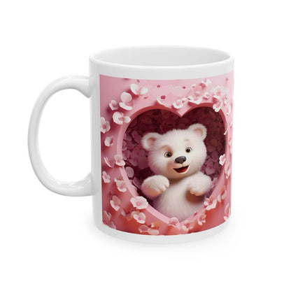 Cute 3d bear mug heart style - gift mugs for coffee lovers - cup, drinkware tumblers girlfriend boyfriend husband reusable ceramic washable