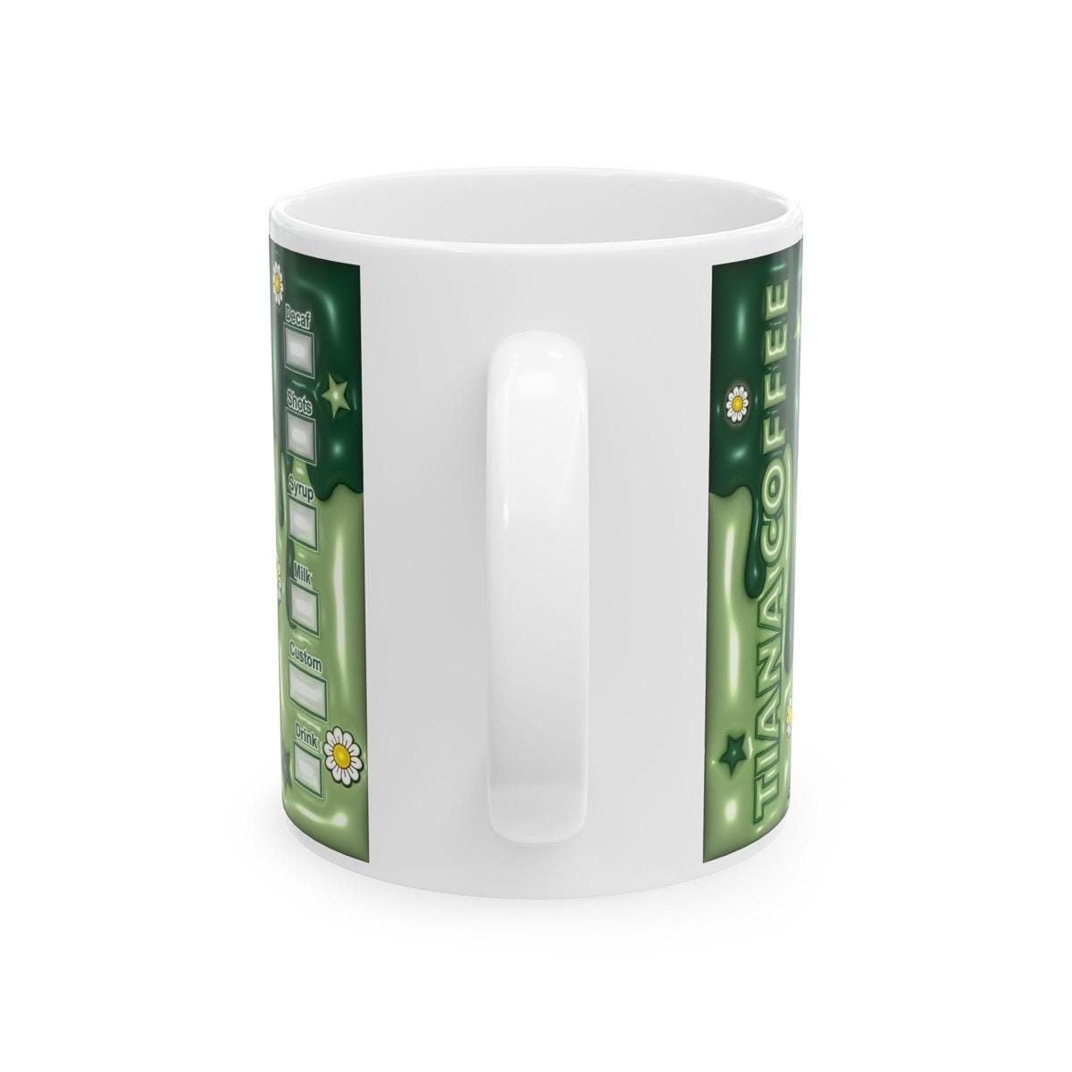 Tiana style mug gifts - perfect for coffee and tea lovers - drinkware, cup tumbler ceramic reuse reusable washable cute girly