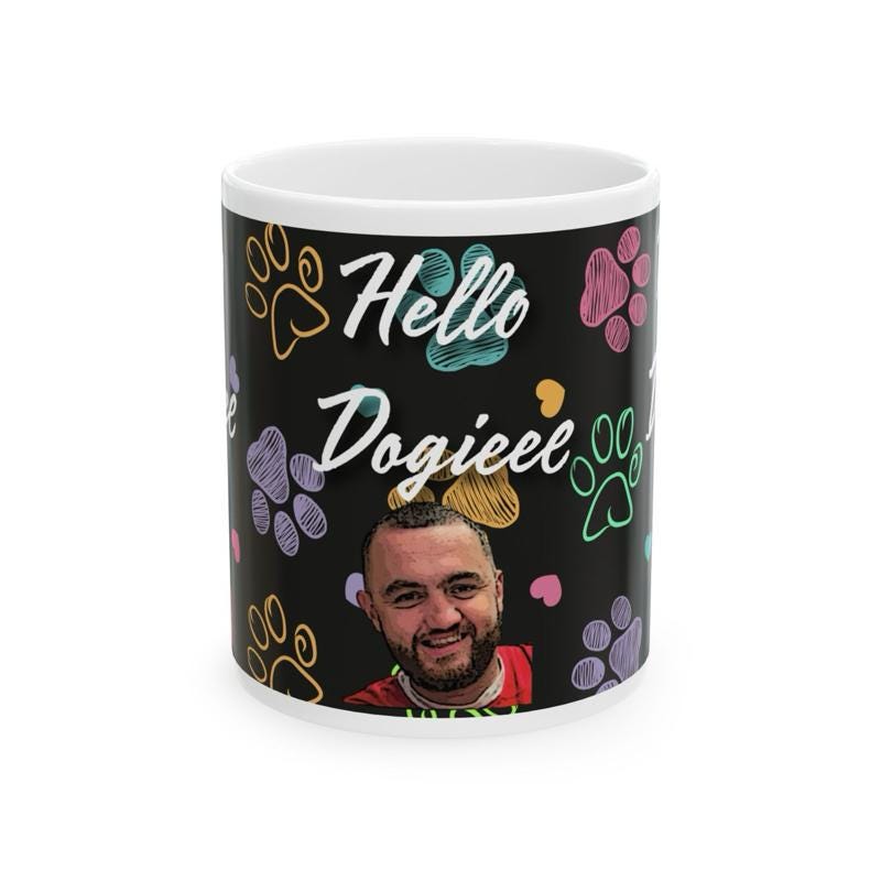 Hello doggie mug mashtag brady hello doggy mug - perfect for drinks - cup, drinkware washable reusable tumblers reuse ceramic coffee bottles