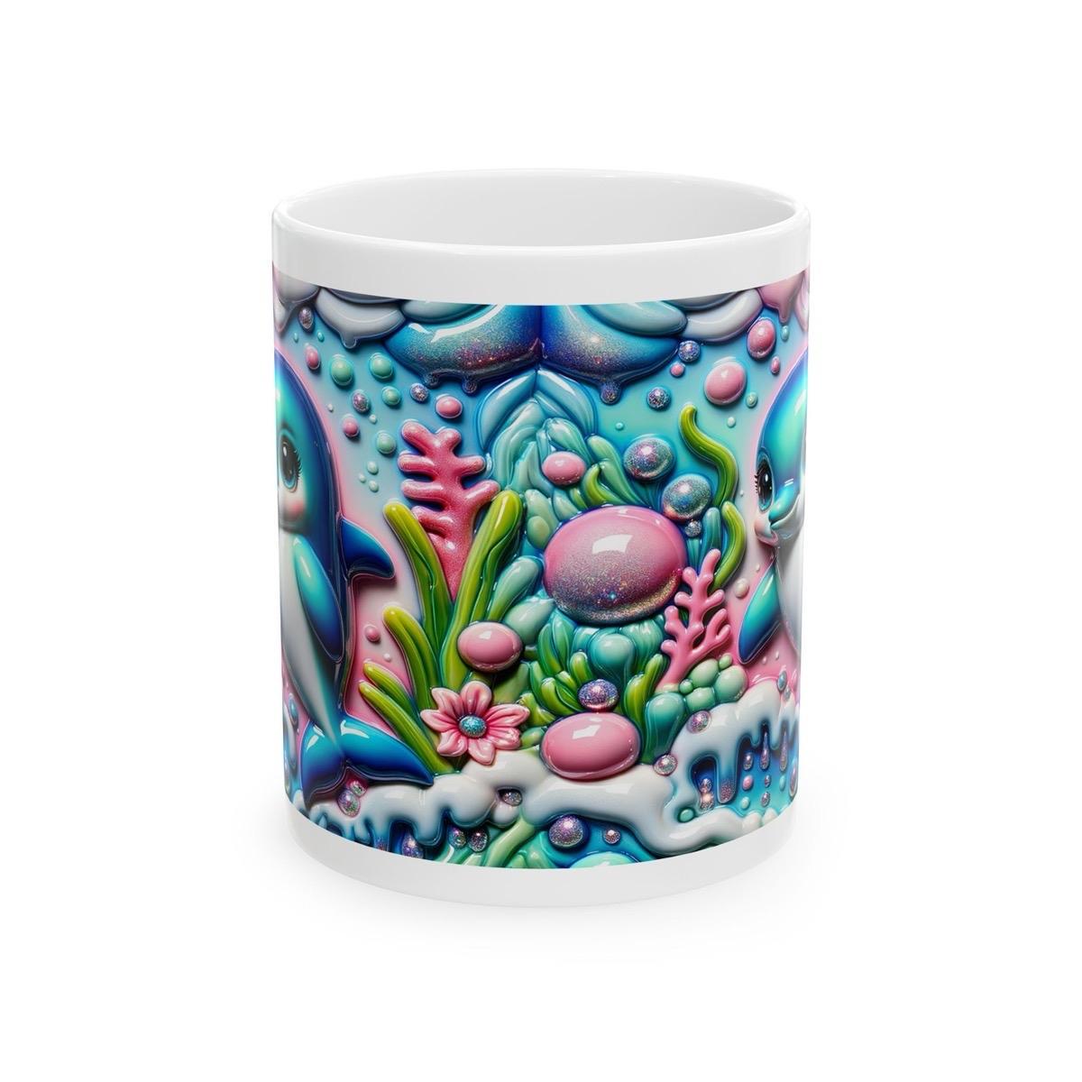 Cute dolphin 3d mug - perfect for your morning drinks - drinkware, tumblers cup ceramic coffee washable reusable reuse xmas mugs tea festive