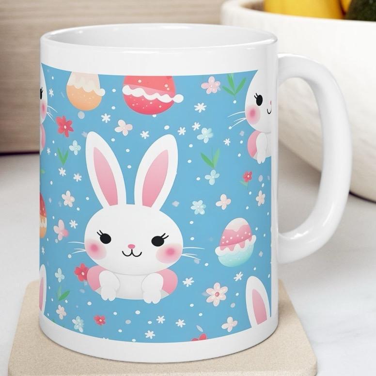Easter bunny mug - cute gift - perfect for hot drinks - drinkware, tumblers cup bottles reusable washable portable reuse ceramic coffee east