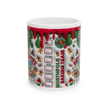 Northpole xmas baking team 3d mug - christmas secret santa stocking filler - gifts drinkware reuse reusable washable tumbler cup ceramic cof