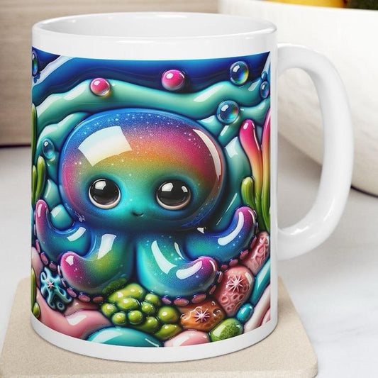 Multicoloured cute octopus 3d mug - perfect for coffee and tea drinkware tumbler ceramic cup reuse reusable washable xmas mugs festive  cute
