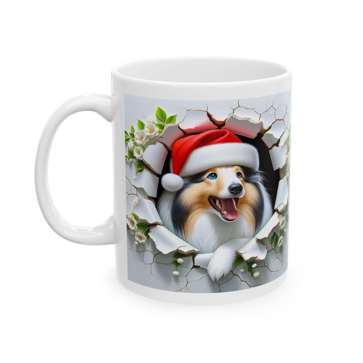 Cute shetland sheltie dog mug - perfect for puppy xmas - drinkware, cup tumblers ceramic washable coffee reusable reuse mugs father mother g