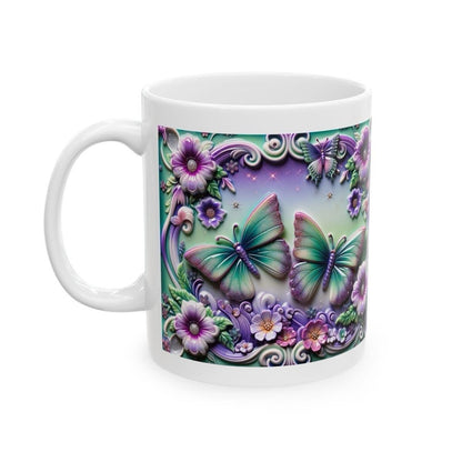 Butterfly flowers 3d mug - perfect for your morning drinks - drinkware coffee sturdy tumbler washable reusable reuse cup ceramic tea xmas mu