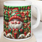 3d sparkly festive baby santa mug - cozy holiday design with red and green accents - perfect christmas gift drinkware reuse reusable washabl