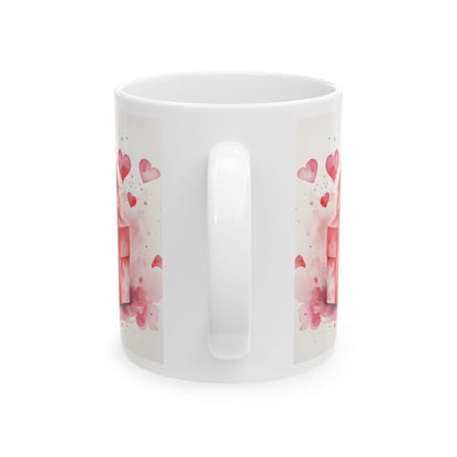 Red pink christmas mug with bow - secret santa or stocking filler gifts xmas christmas valentines drinkware reuse tumbler reusable washable