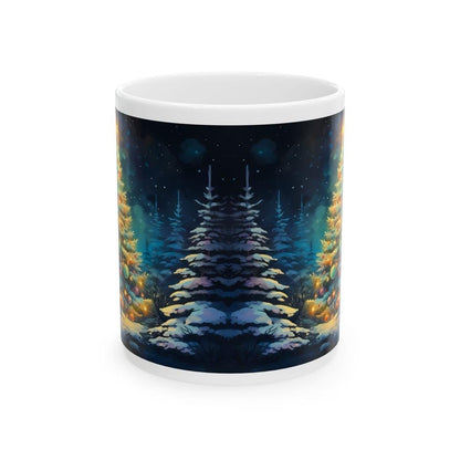 Cute christmas night tree mug - perfect secret santa stocking filler gift - gifts drinkware washable tumbler cup reuse reusable ceramic coff