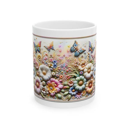 Pretty flowers butterfly 3d mug - perfect for your morning drinks - tumblers, drinkware reusable washable cup coffee reuse ceramic xmas