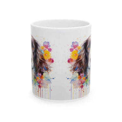 Cute spaniel dog floral art mug gift xmas christmas secret santa birthday puppy flower drinkware coffee washable tumbler reuse cup reusable
