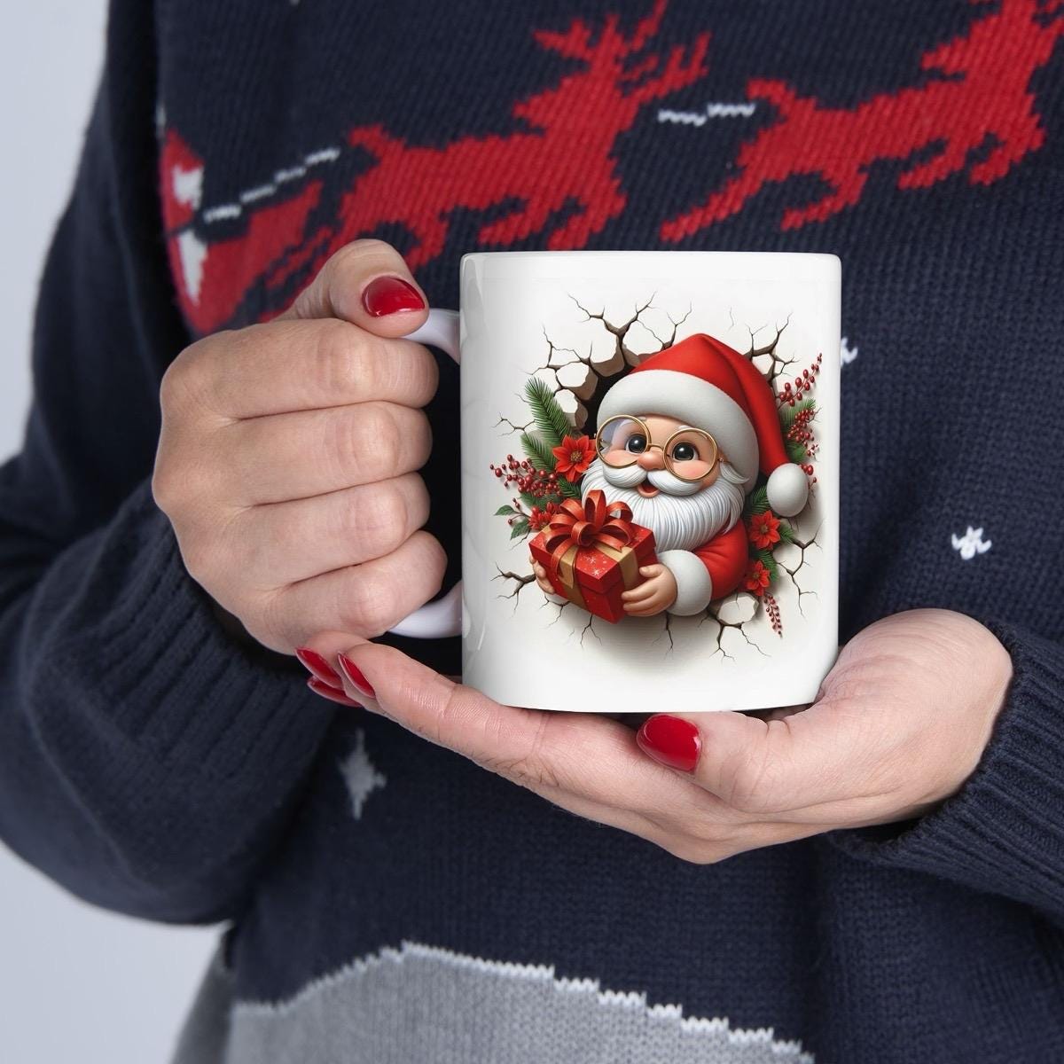 Christmas santa 3d mug - perfect for hot drinks - cup, drinkware reusable tumblers reuse washable bottles ceramic coffee xmas mugs tea festi