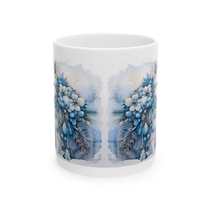 Winter white wolf mug - perfect christmas secret santa stocking filler gift drinkware reuse washable ceramic tumbler cup reusable coffee xma