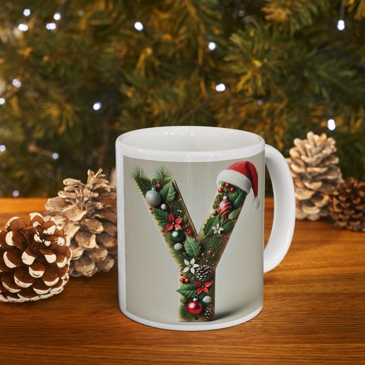 Personalised 'y' edition christmas mug - unique gift for xmas - stocking filler - drinkware washable reusable reuse ceramic cup tumbler coff
