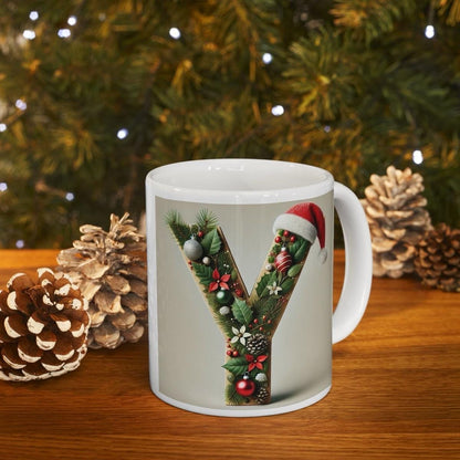 Personalised 'y' edition christmas mug - unique gift for xmas - stocking filler - drinkware washable reusable reuse ceramic cup tumbler coff