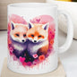 Pair of foxes cute mug - perfect valentine's or christmas gift for drink lovers - tumblers, drinkware cup coffee washable reusable ceramic r