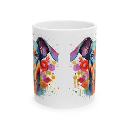 Doberman dog floral art mug for coffee and tea, perfect christmas or birthday gift for dog lovers - drinkware puppy  tumblers cup washable r