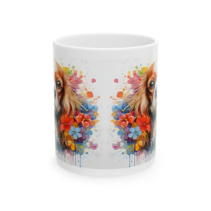Cavalier king charles spaniel art floral mug - perfect gift for dog lovers, xmas, christmas, and birthday drinkware washable reusable coffee
