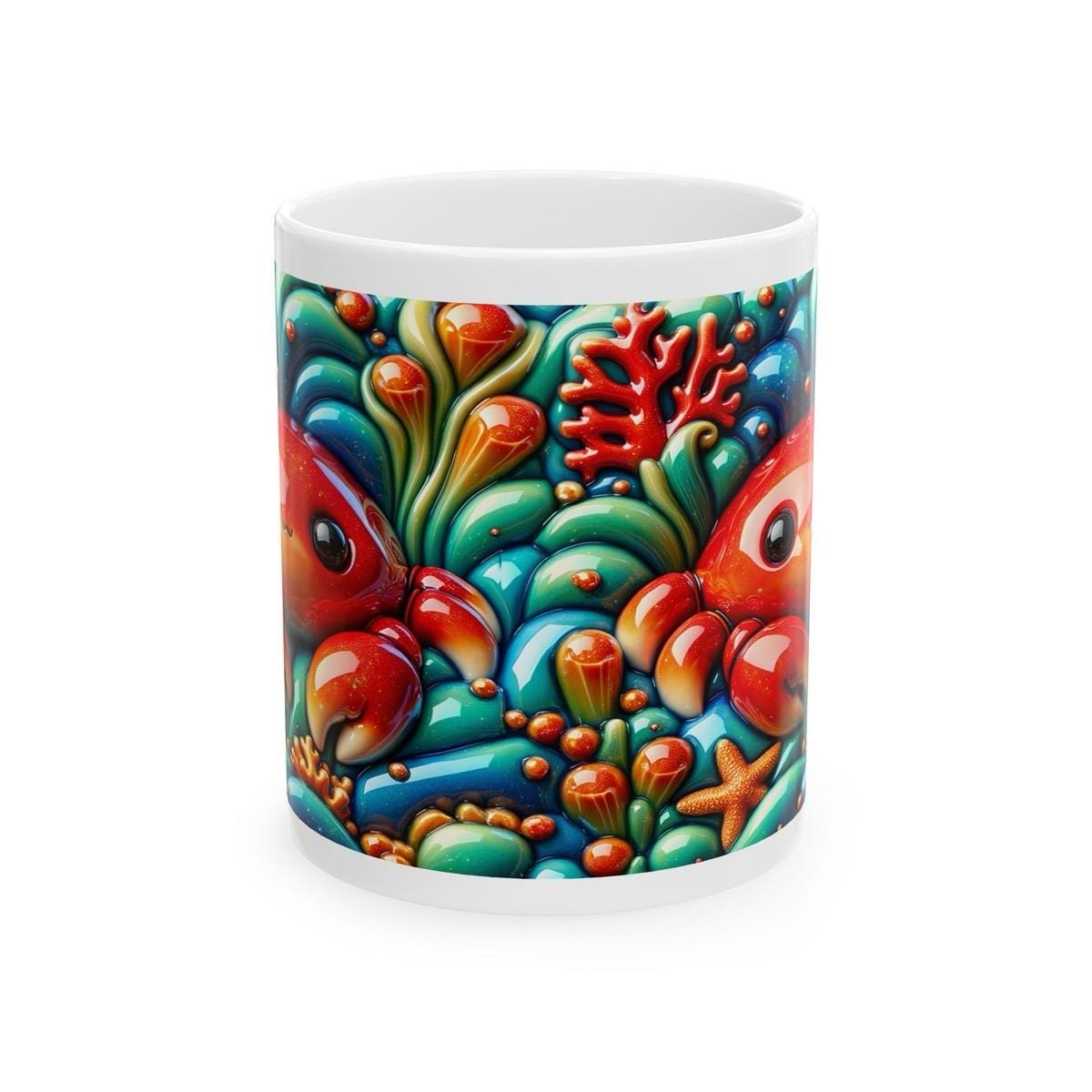 Cute red crab 3d mug - perfect for your morning drinks - drinkware, tumblers cup bottles reusable washable reuse coffee ceramic xmas mugs te
