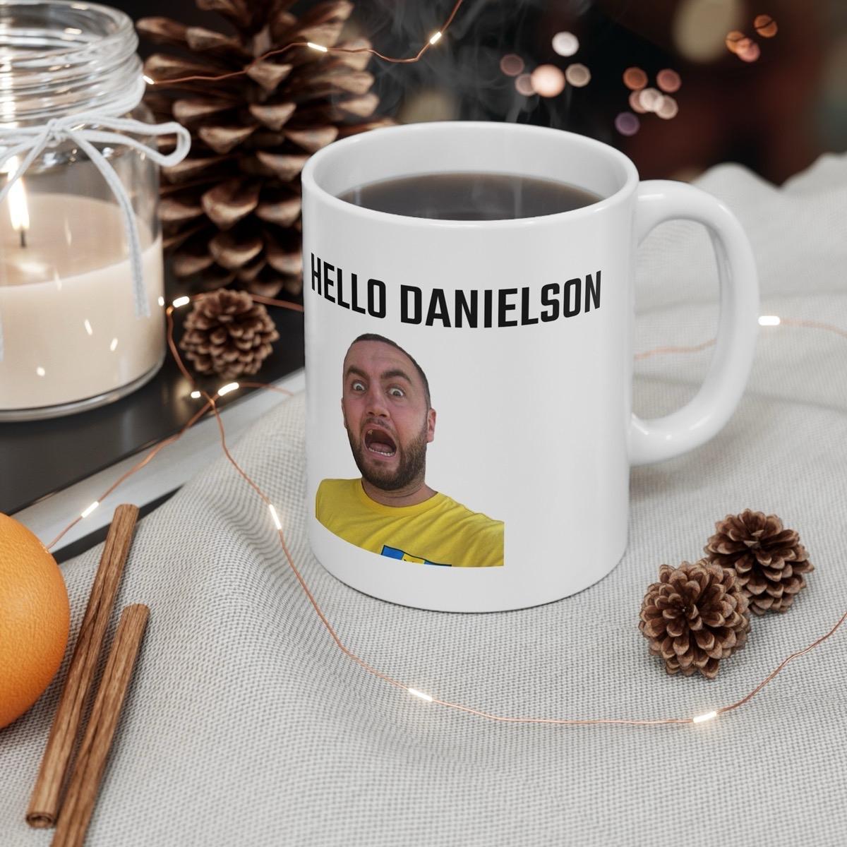Hello danielson ceramic mashtag mug - perfect for drinks - drinkware coffee printed stylish tea tumbler washable cup reuse reusable xmas mug