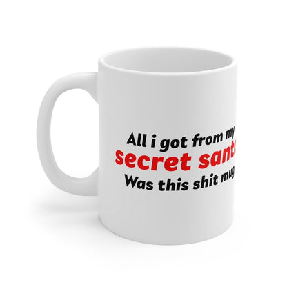Secret santa mug - perfect for hot beverages - cup, drinkware tea reuse tumbler washable ceramic reusable coffee xmas mugs mean festive fun