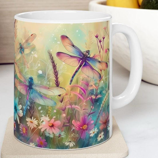 Cute dragonfly mug - perfect nature-inspired gift for christmas - tumblers, drinkware reusable cup washable reuse ceramic coffee tea mugs fe