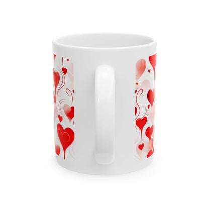 Red hearts valentine's love mug - perfect for hot drinks - tumblers, drinkware reusable washable cup reuse ceramic coffee xmas christmas gif