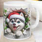 Husky dog puppy mug - perfect xmas gift for christmas - tumblers, drinkware cup reusable ceramic reuse washable coffee funny customized cute